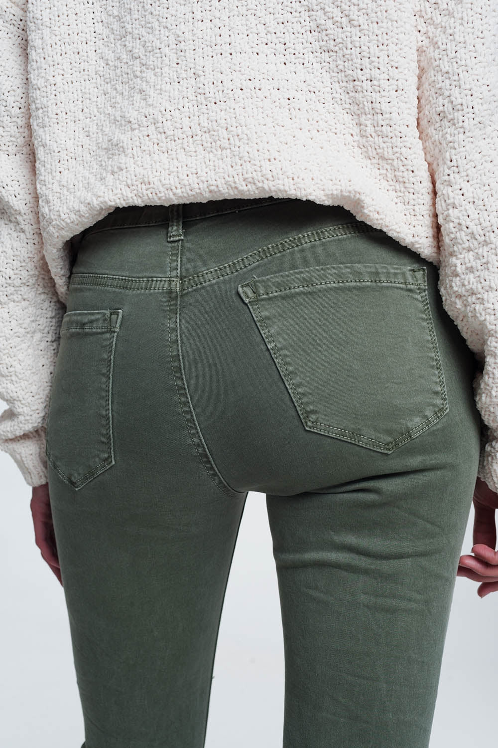 Jeans skinny de cintura alta em verde