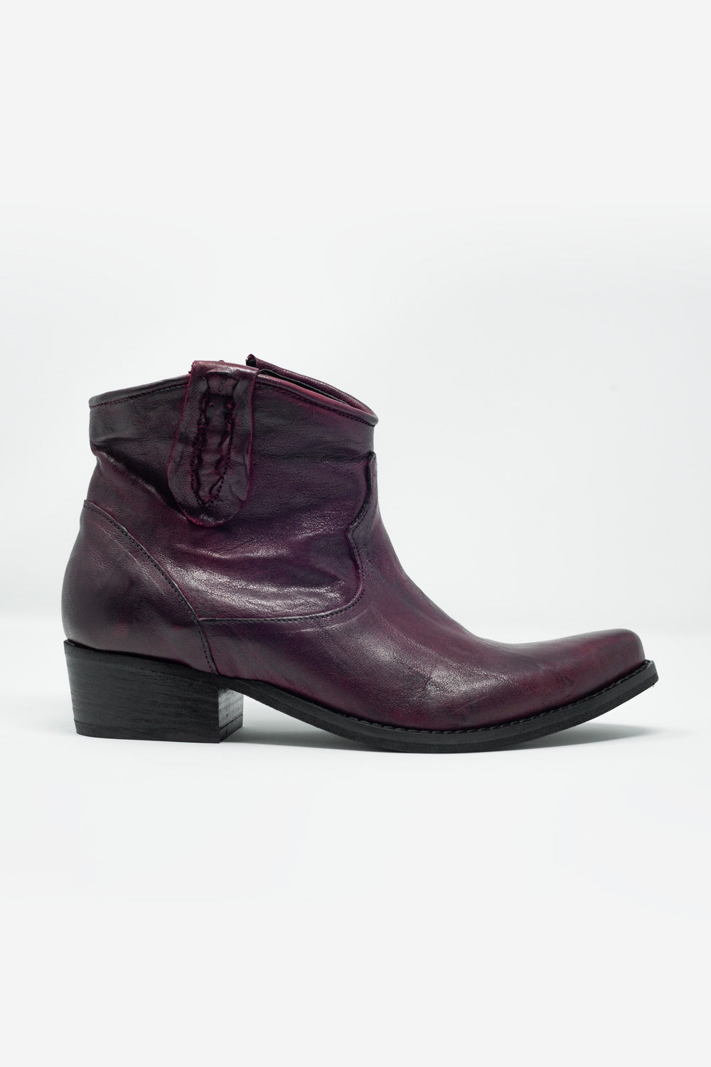 Botins de couro granada estilo western