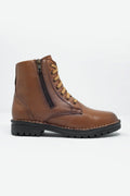 Botas militares de couro marrom grosso