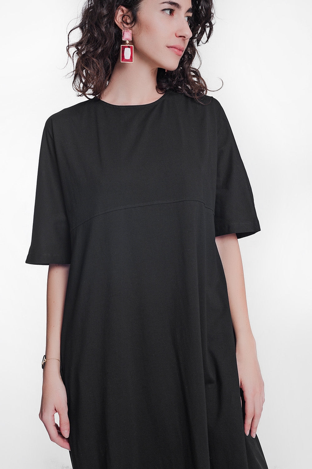 Vestido midi de avental popeline