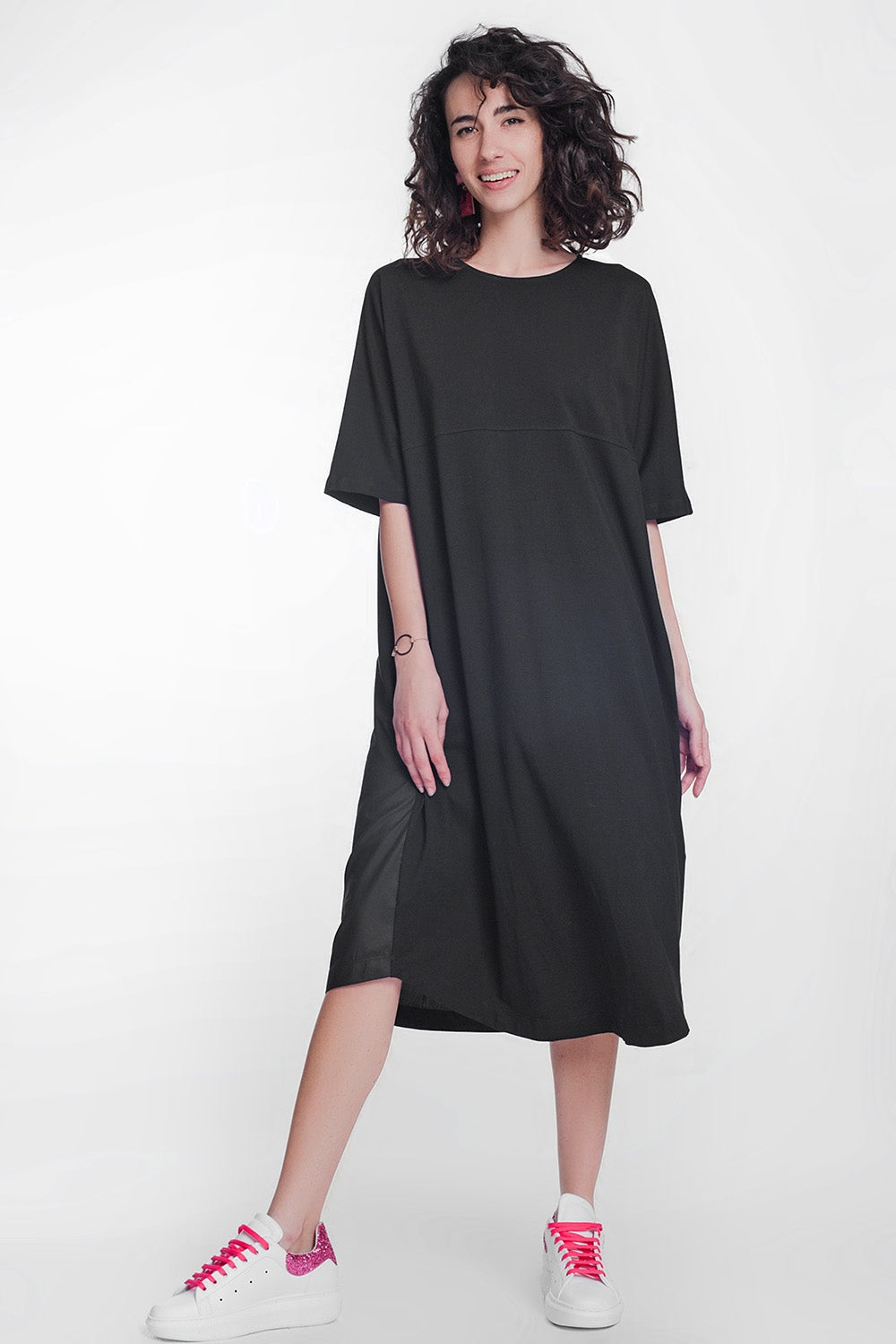 Vestido midi de avental popeline
