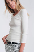 Camisola com decote largo branco