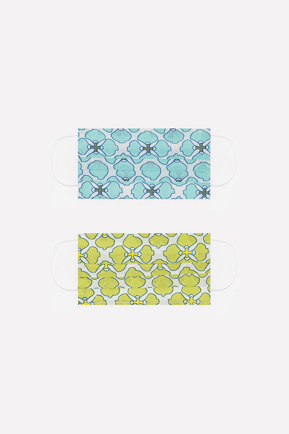 2 PACK Máscara algodão orgânico de impressão em verde turquoise
