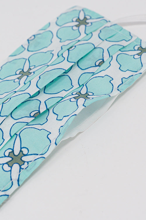 2 PACK Máscara algodão orgânico de impressão em verde turquoise