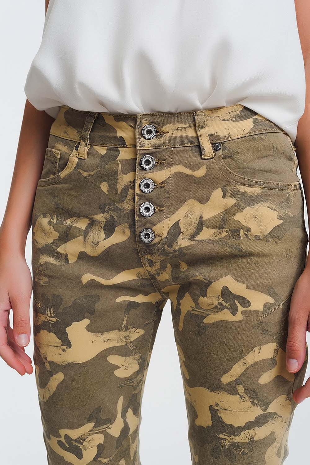 Calças funcionais com estampa de camuflagem