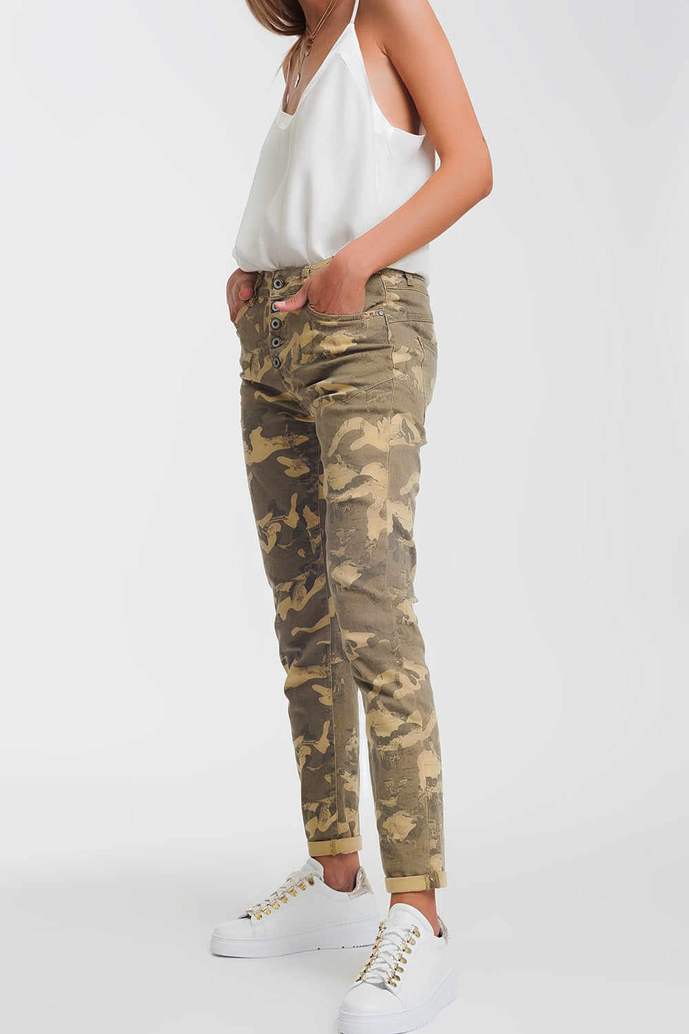 Calças funcionais com estampa de camuflagem
