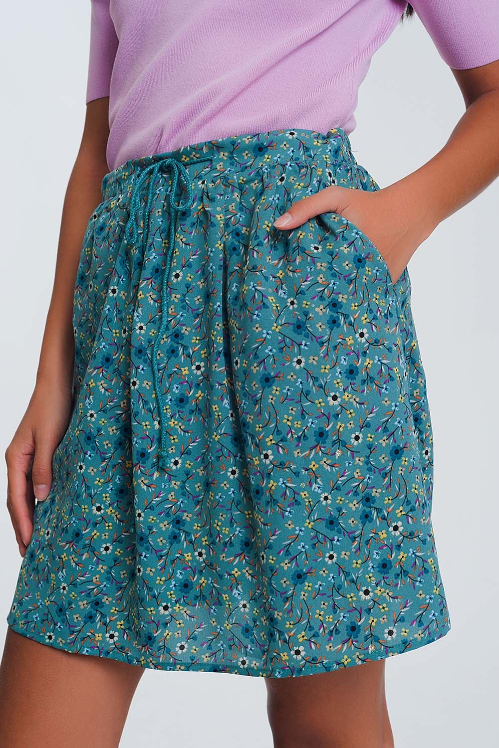 Mini-saia floral verde
