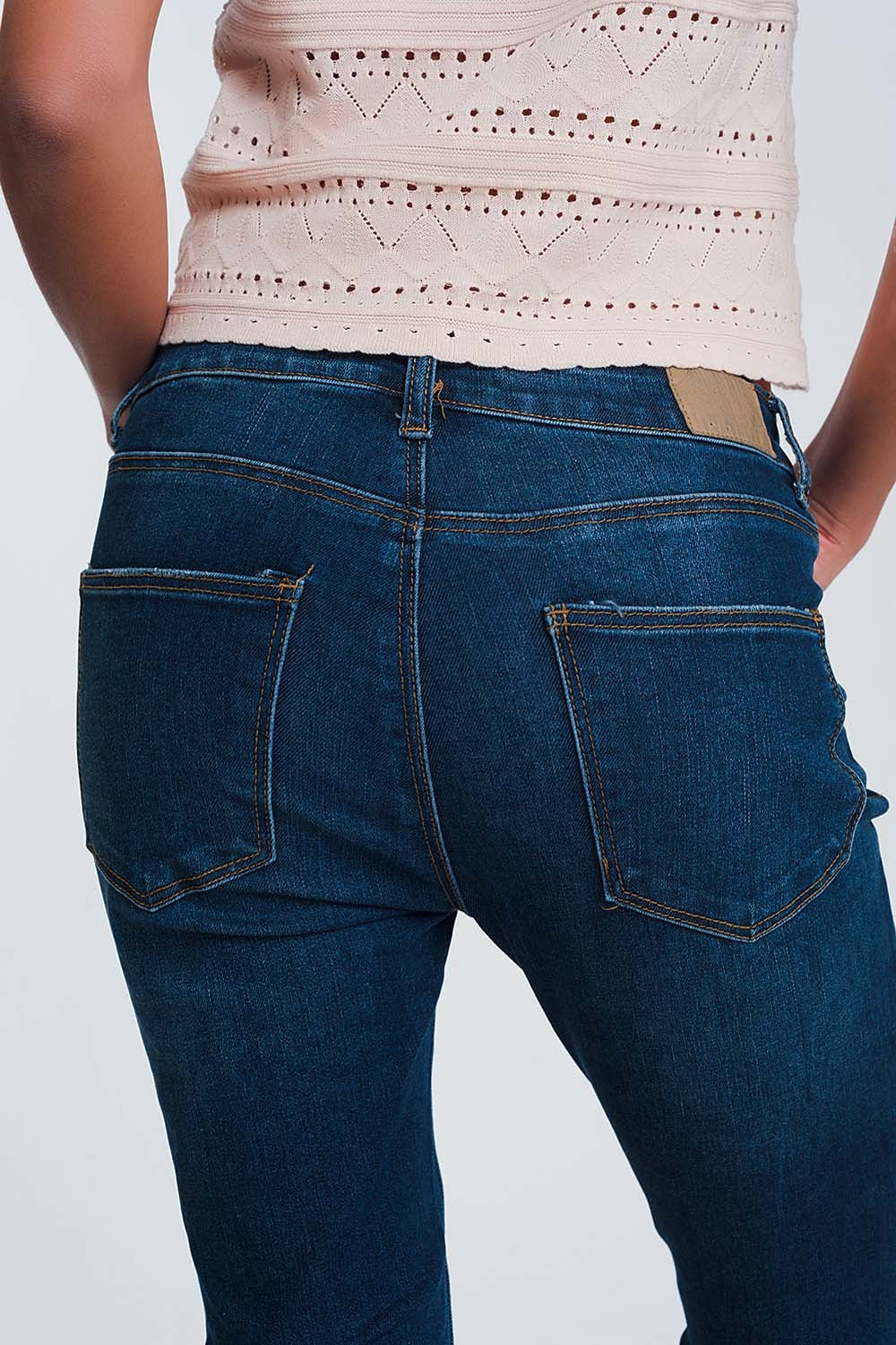 Jeans skinny azul claro com cintura normal
