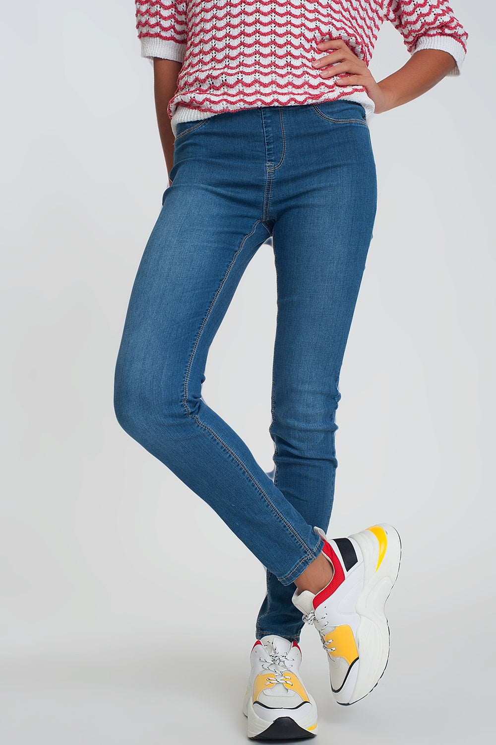 Leggings efeito jeans lavagem escura