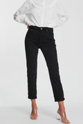 Jeans pretos retos de cintura alta
