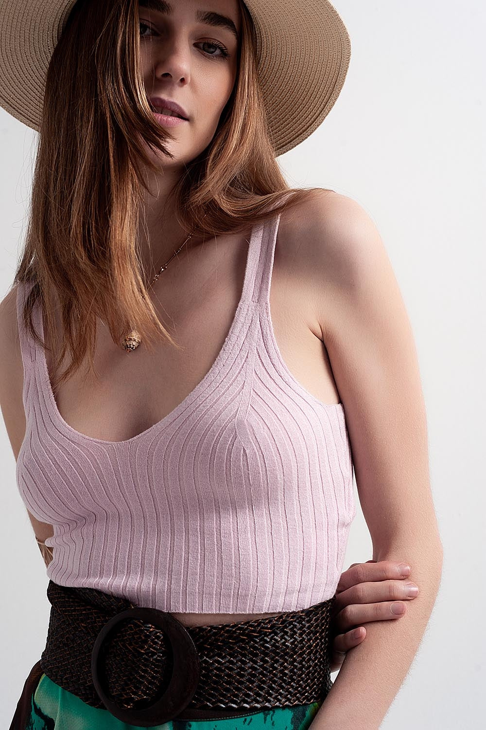 Top curto cor-de-rosa