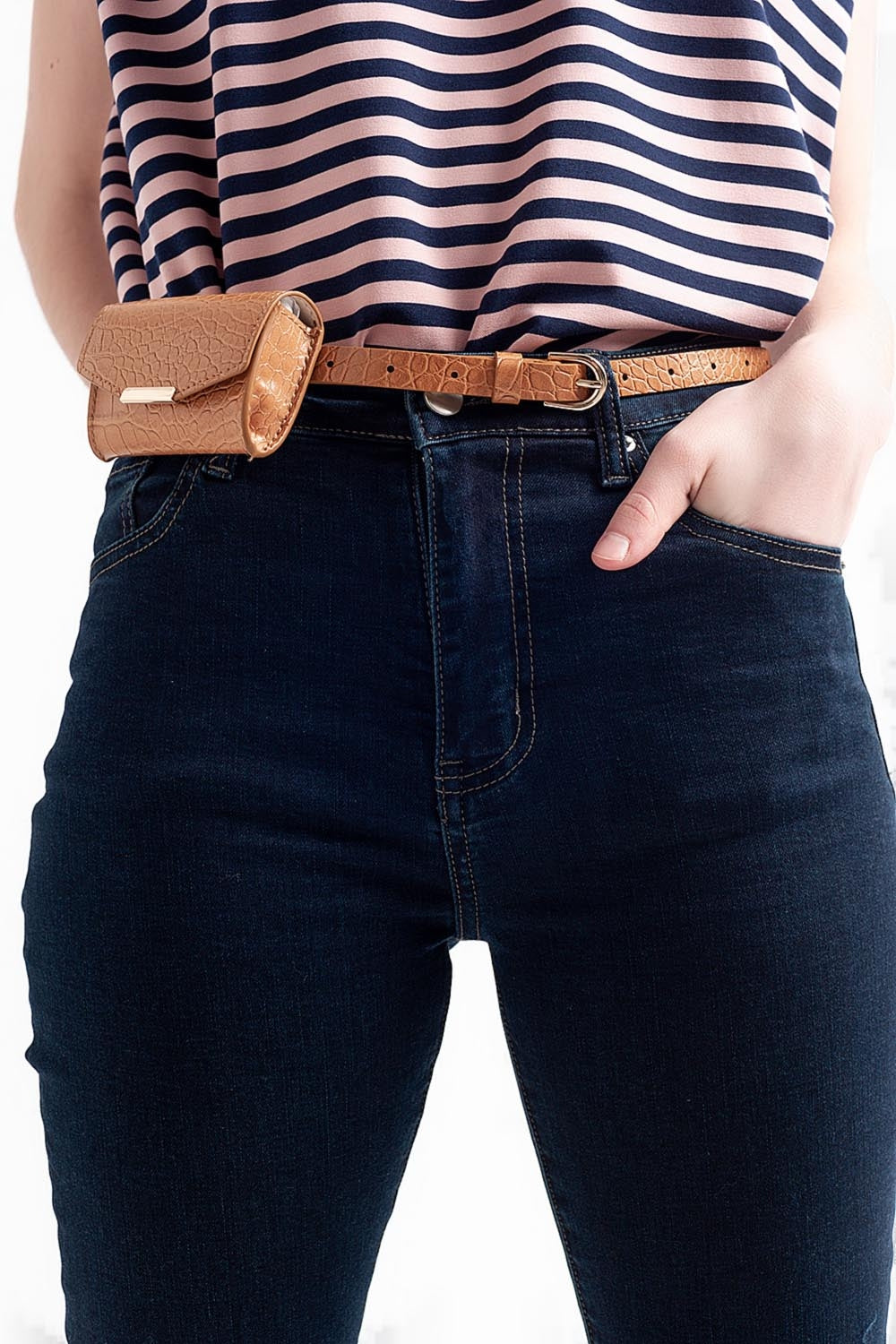 Calças de ganga skinny de cintura alta azul escura