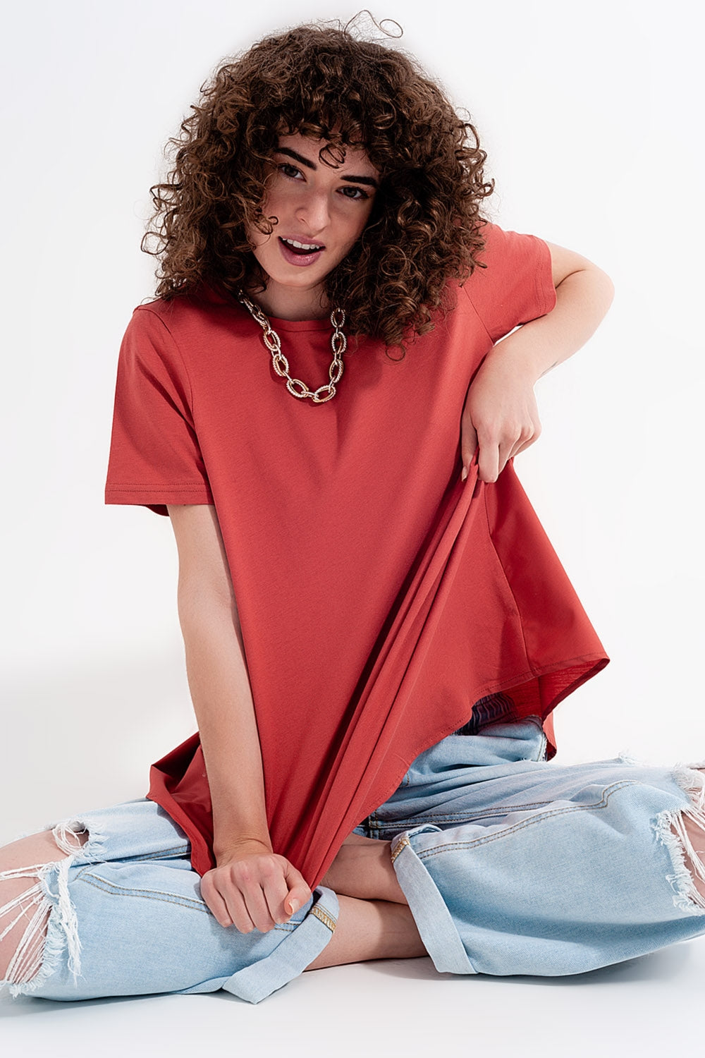 Vestido t shirt em laranja