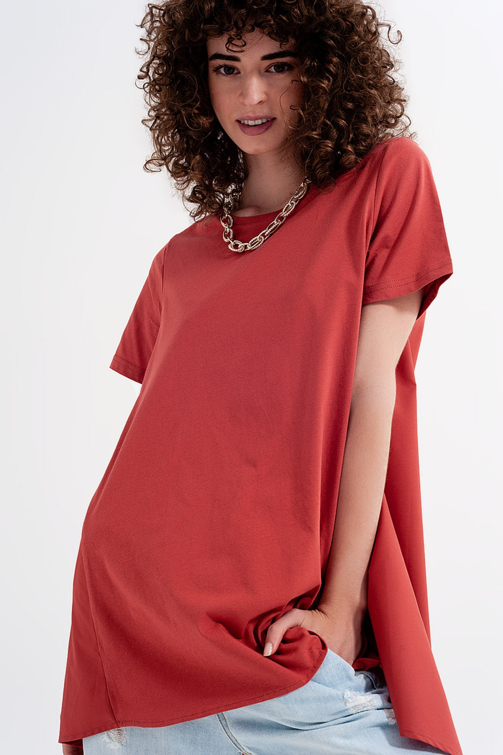 Vestido t shirt em laranja
