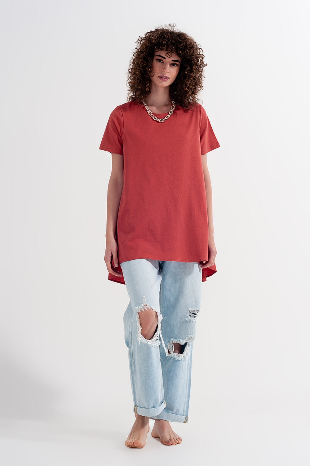 Vestido t shirt em laranja