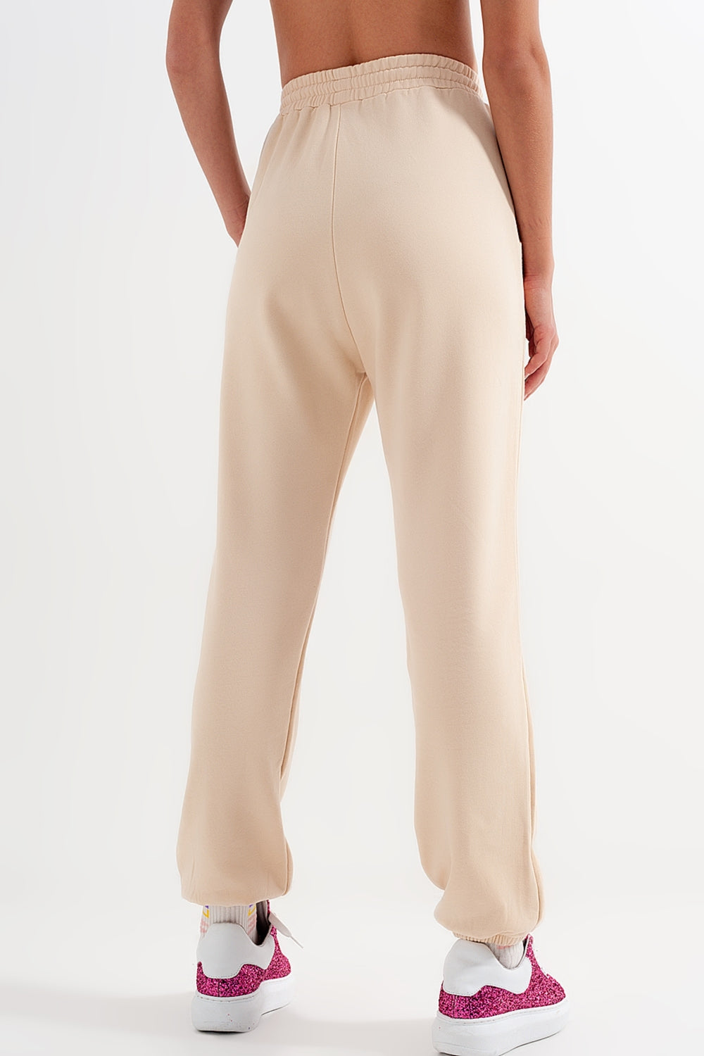 Joggers com faixa elástica na cintura em bege