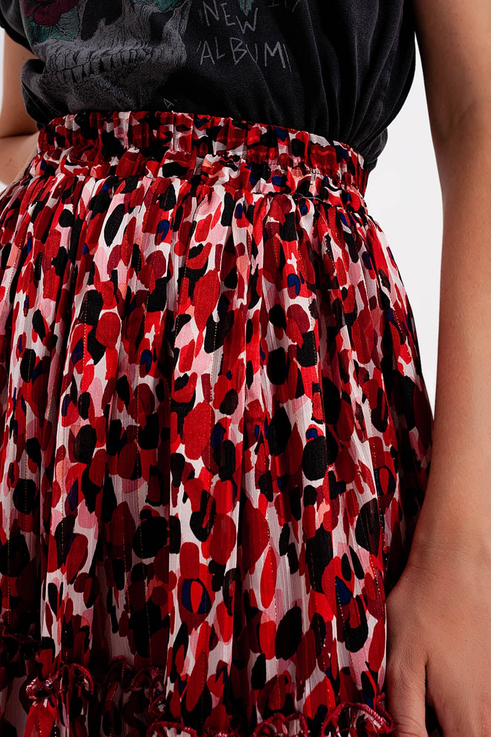 Miniskirt com rufos de impressão animal