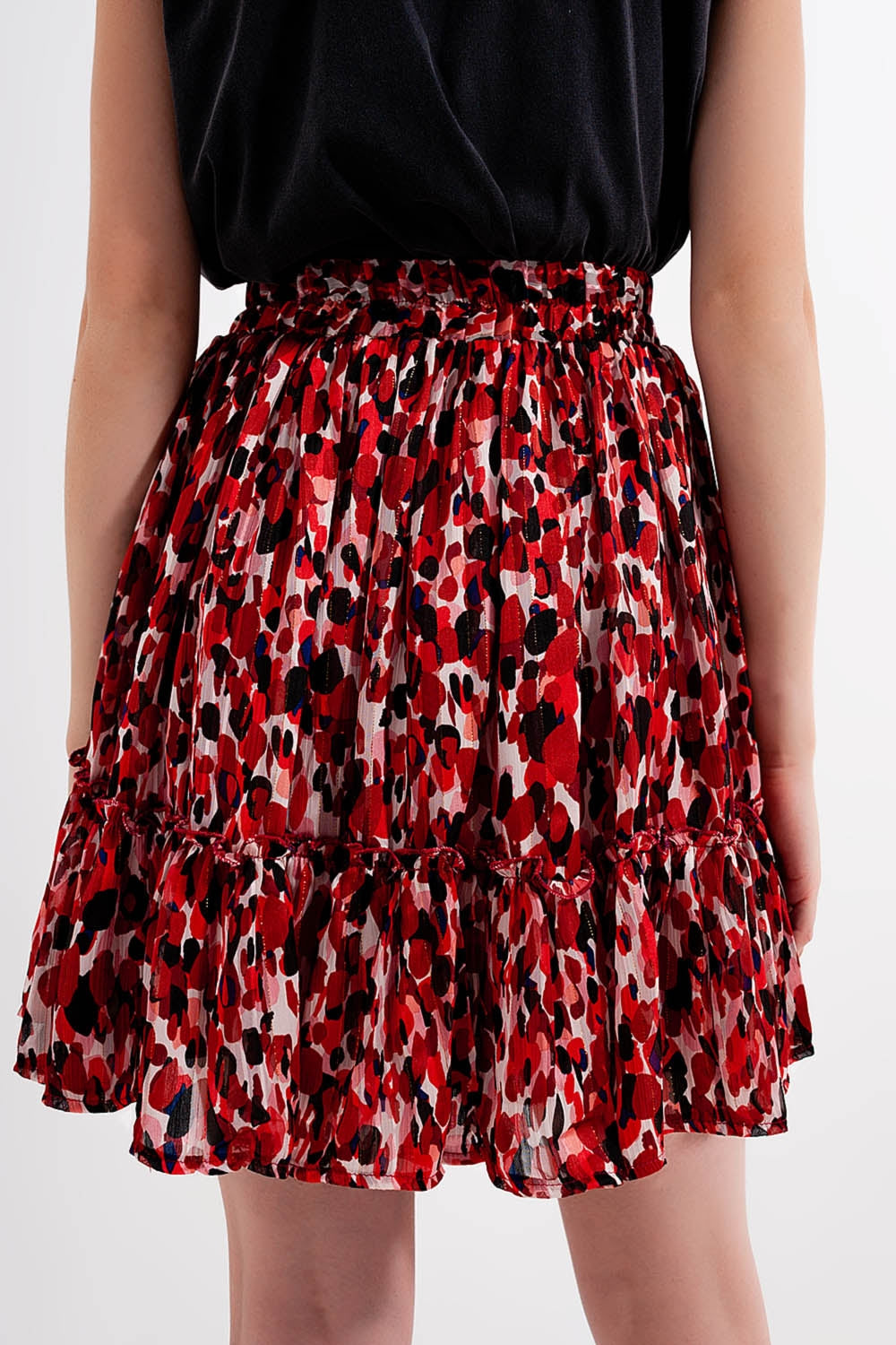 Miniskirt com rufos de impressão animal