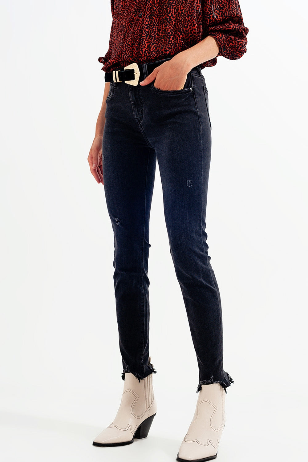 Calças de ganga skinny preto lavadas
