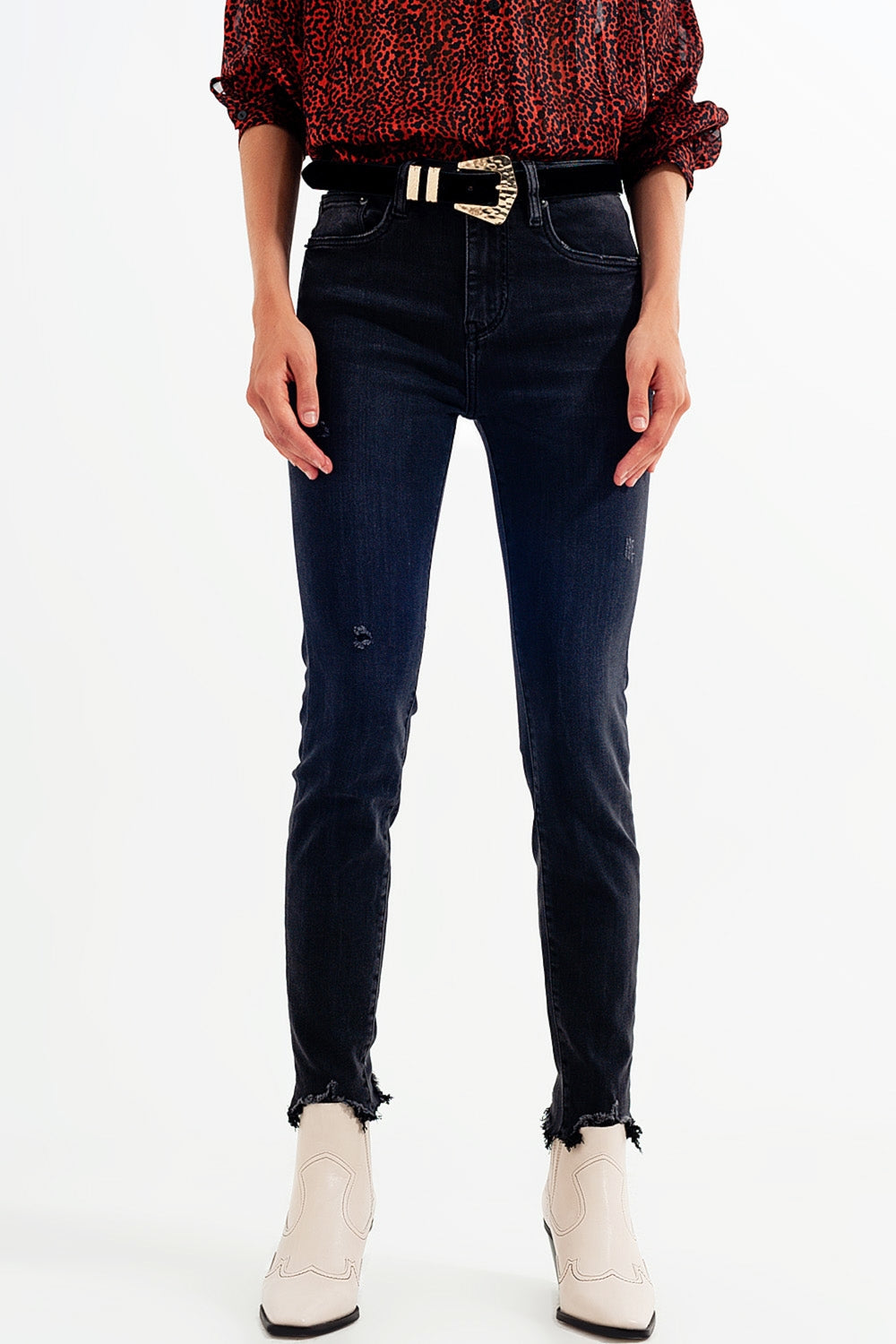 Calças de ganga skinny preto lavadas