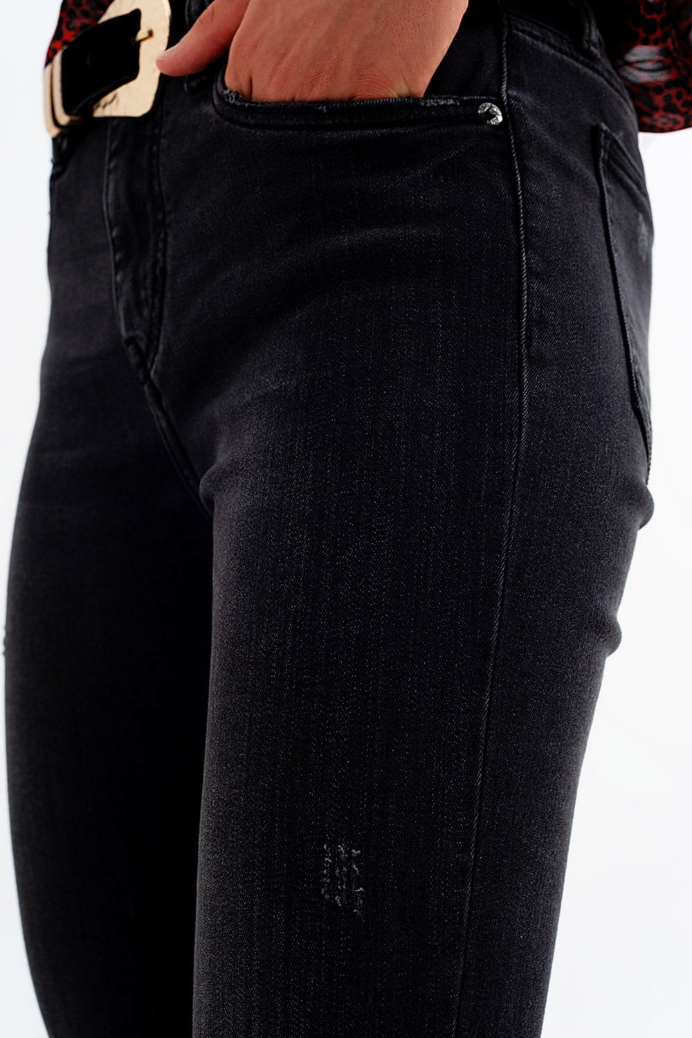Calças de ganga skinny preto lavadas