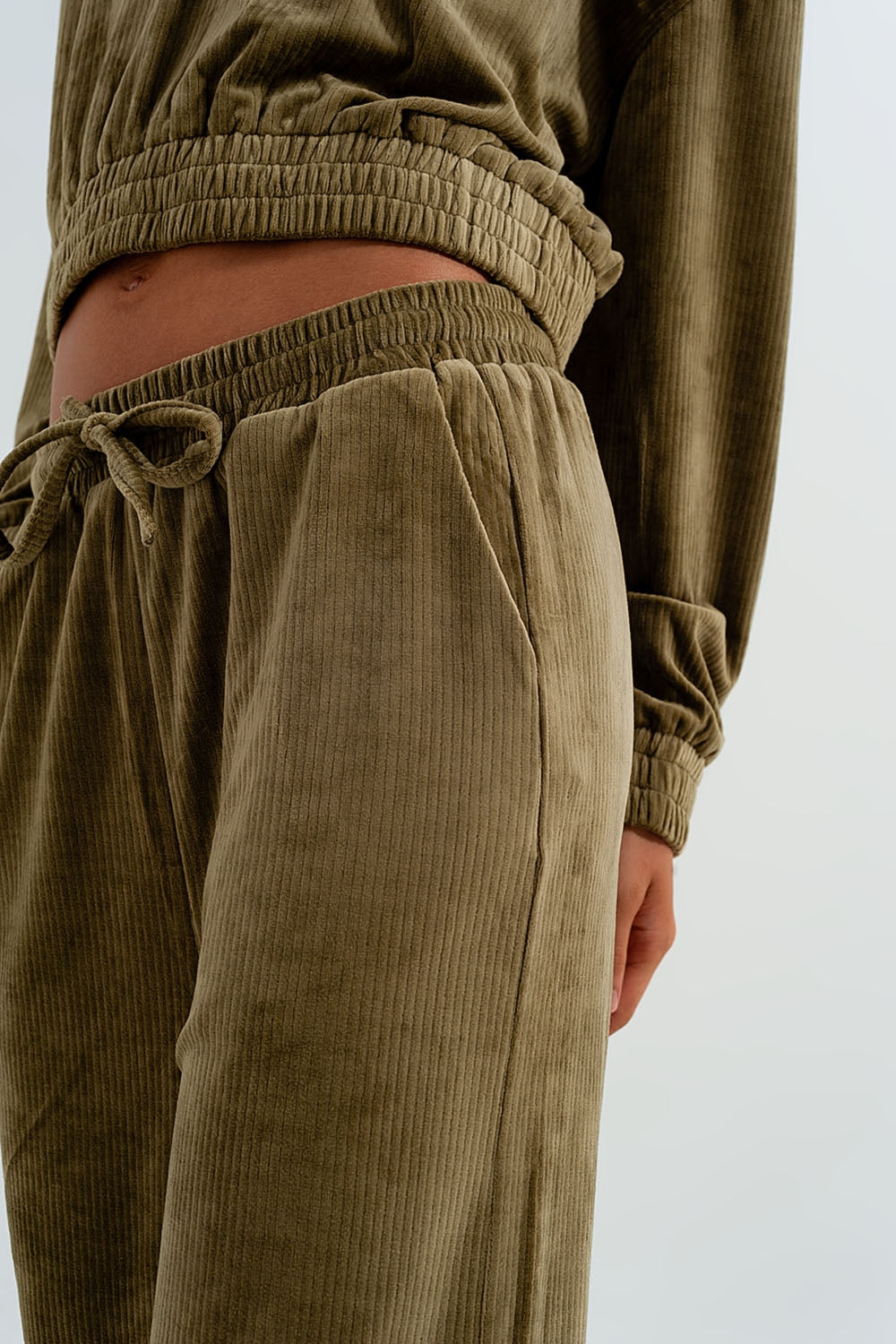 Jogger com cintura de cordão Verde