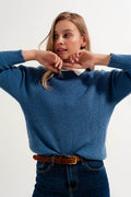 Pullover com pescoço redondo em cor azul