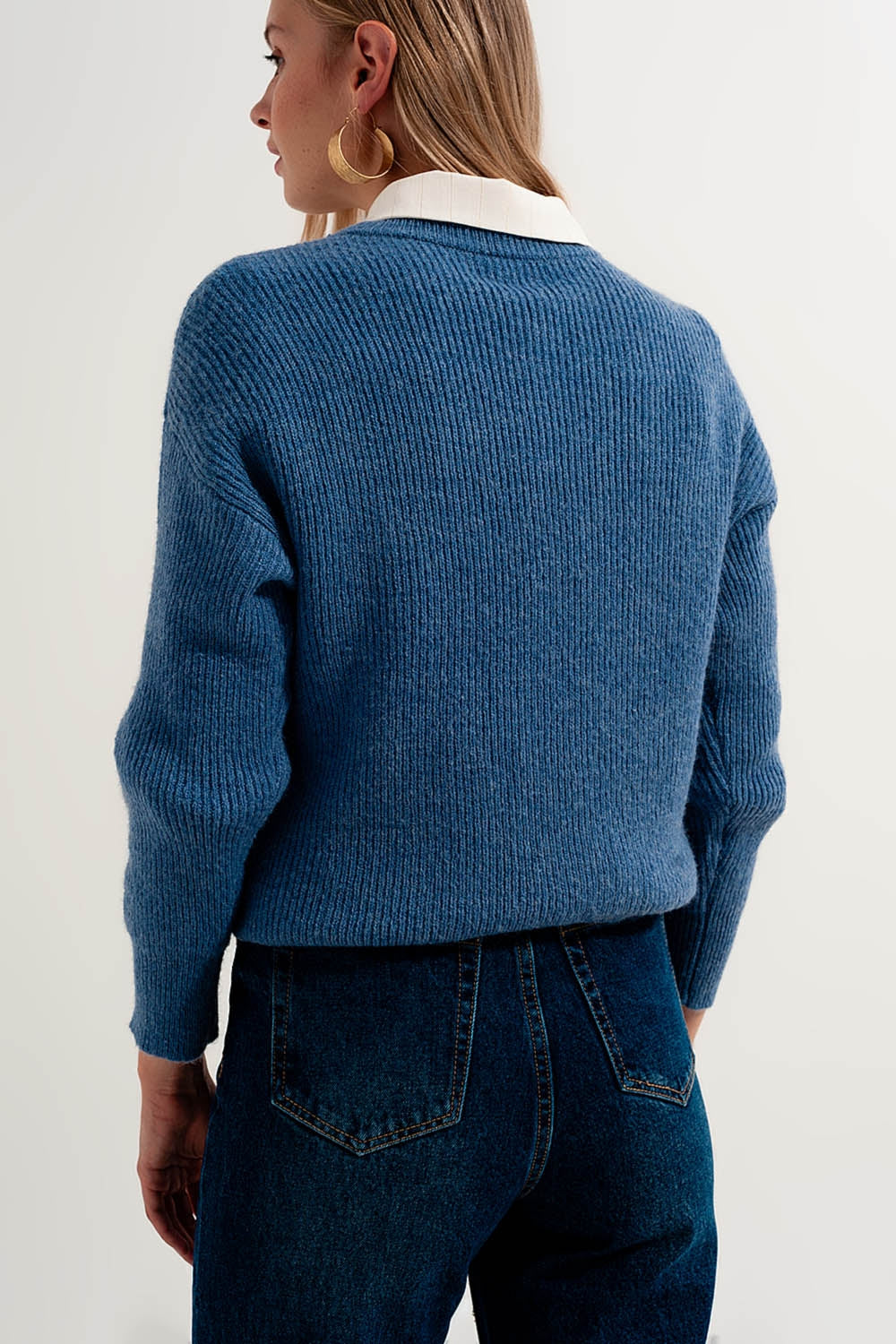 Pullover com pescoço redondo em cor azul