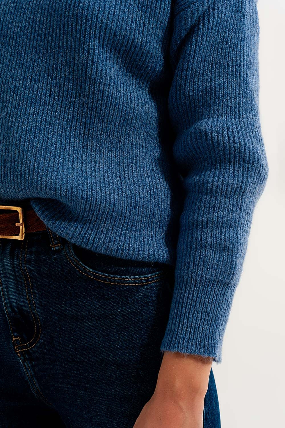 Pullover com pescoço redondo em cor azul