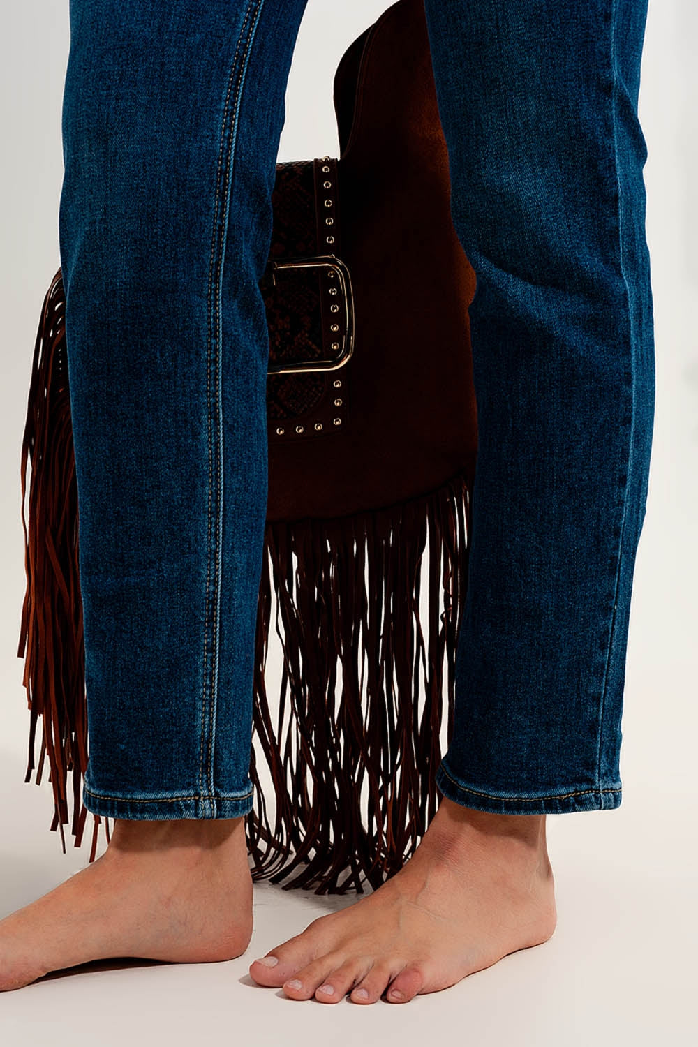 jeans super skinny de cintura alta em azul escuro com elástico de alta qualidade