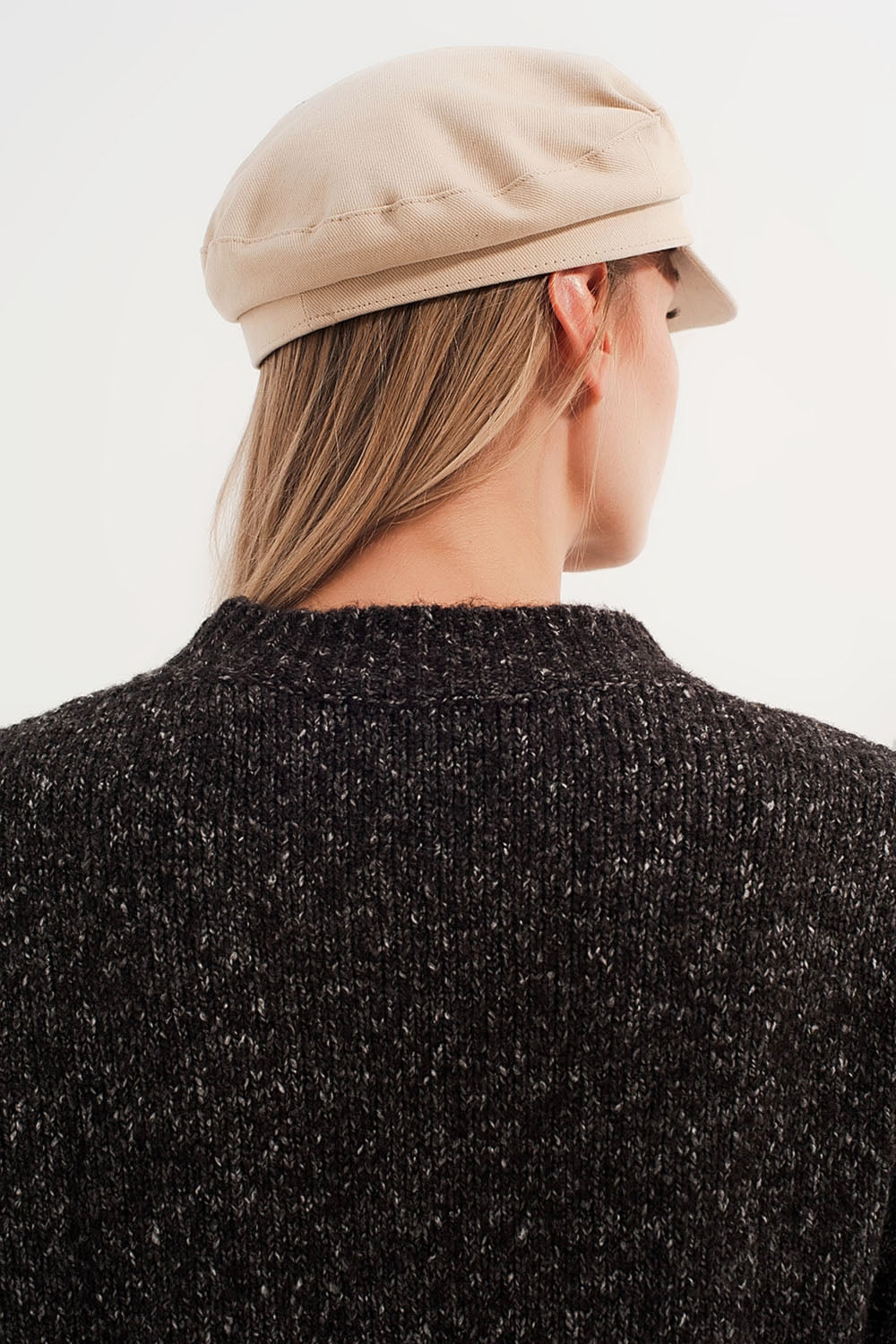 Camisola de pescoço mosqueado de cor preto para tripulação