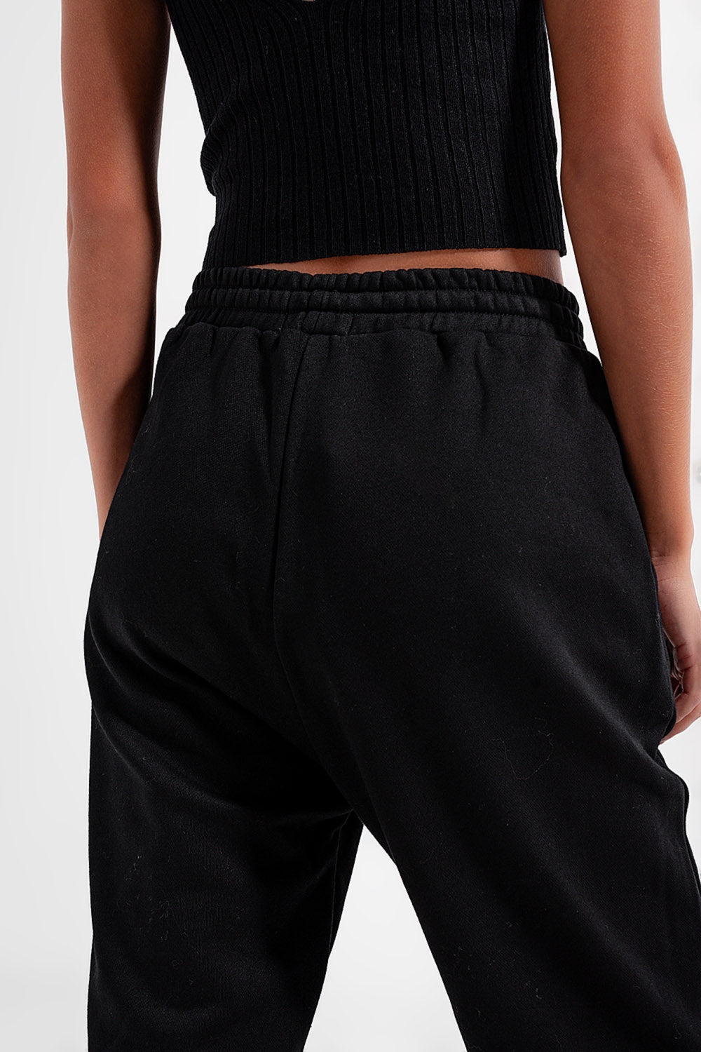Joggers básicos de cordão de algodão preto