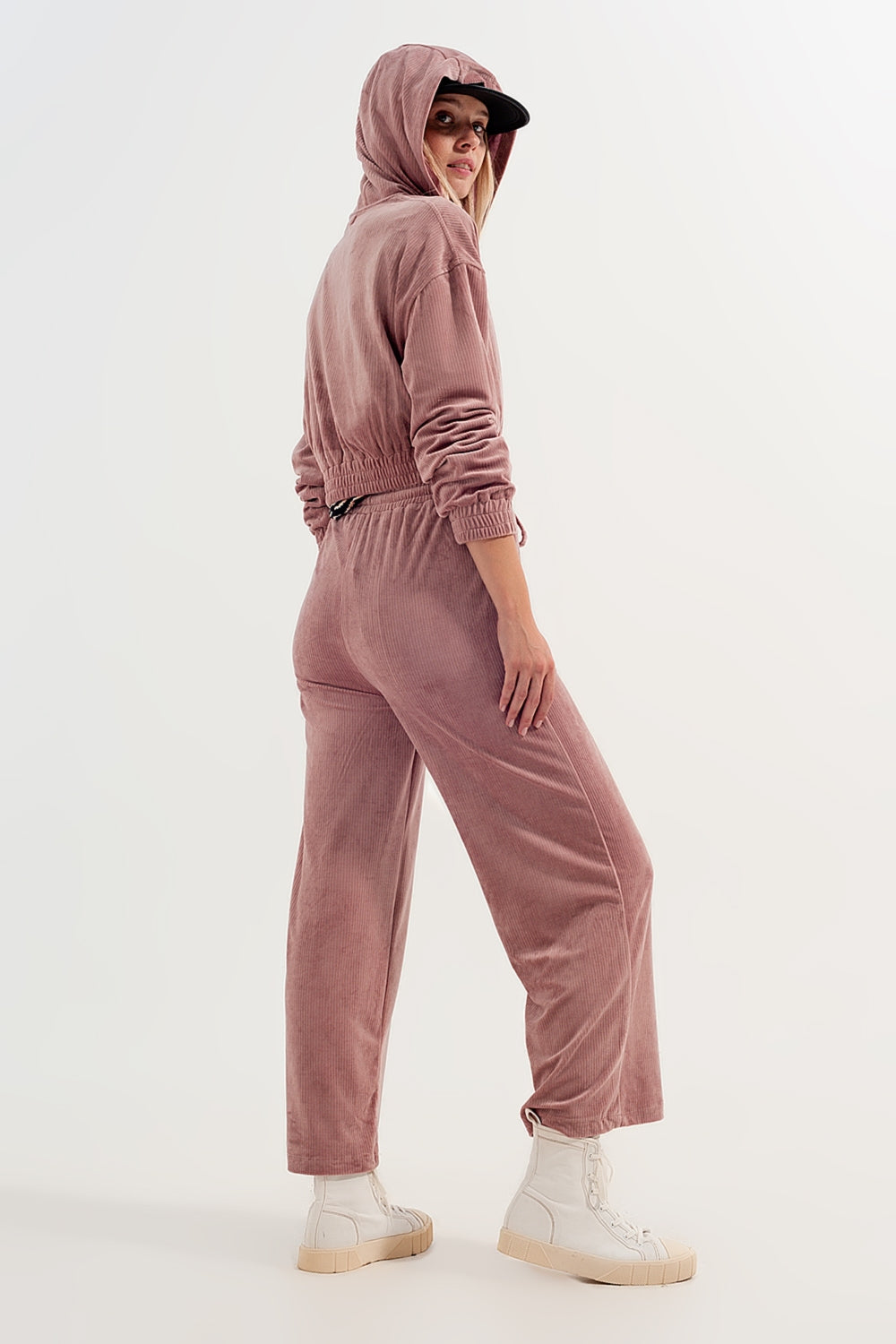 Jogger com cintura de cordão rosa