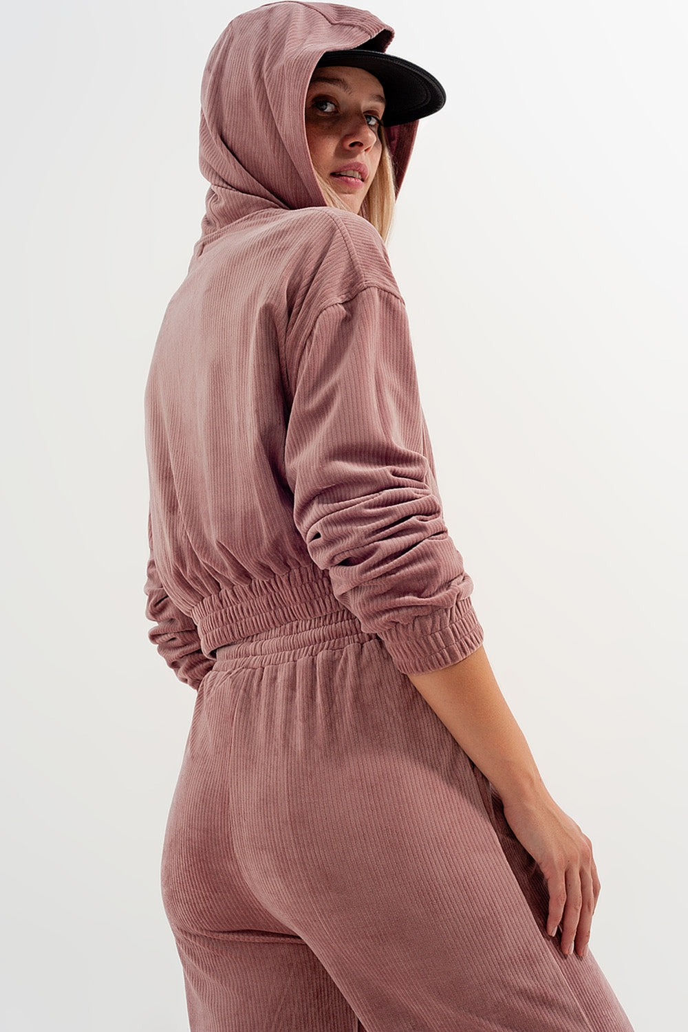 Jogger com cintura de cordão rosa