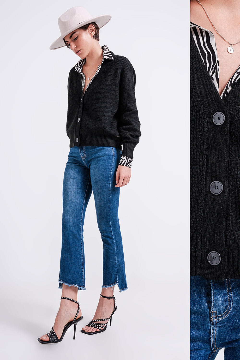 Cardigan preto com botões