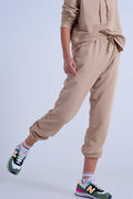 Joggers beije basic allacciati in cotone