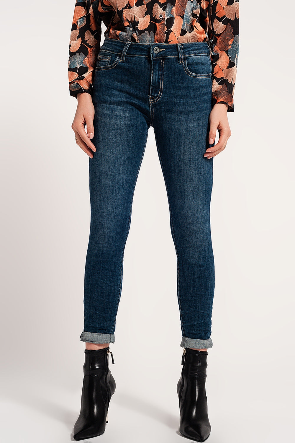 Calças de ganga push up esticada skinny