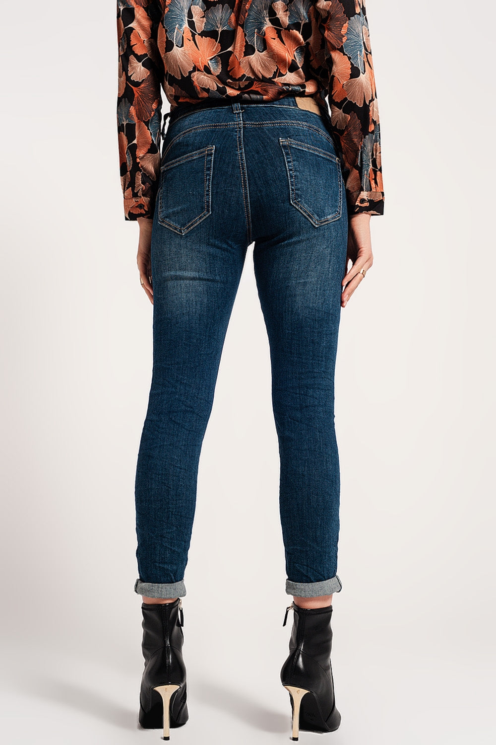 Calças de ganga push up esticada skinny