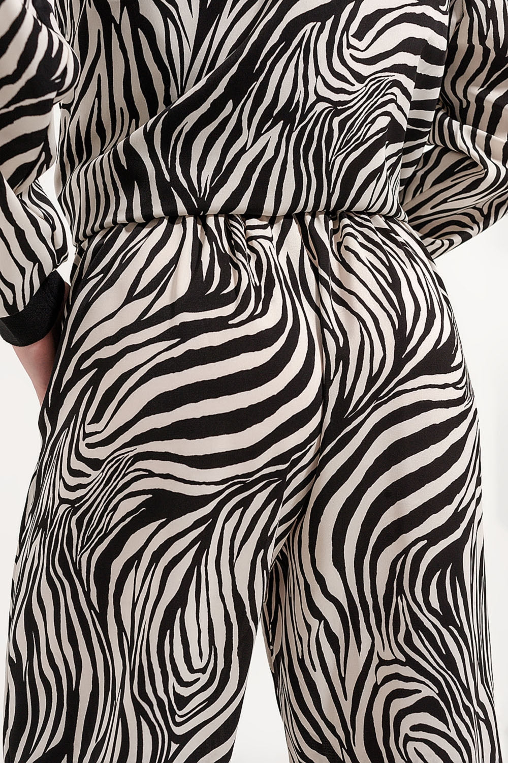 Calças de estampa de zebra de perna muito larga
