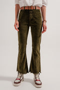 Calça flare de veludo cotelê verde