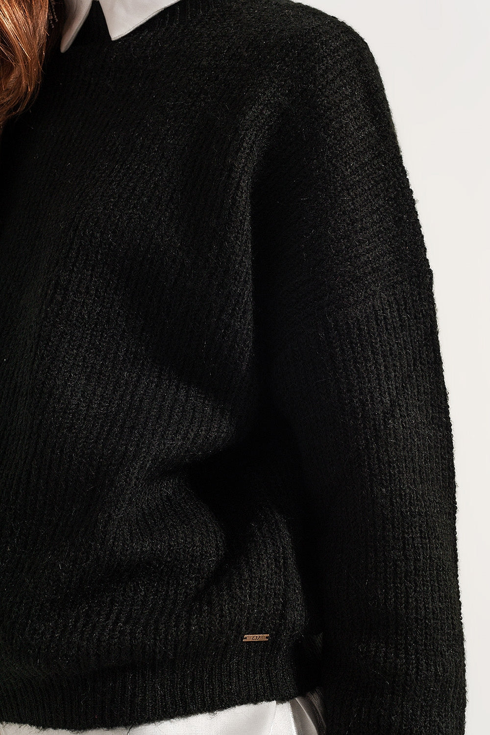 Camisola de gola rulê de malha preta