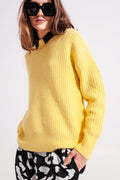 Camisola de malha de costela em amarelo