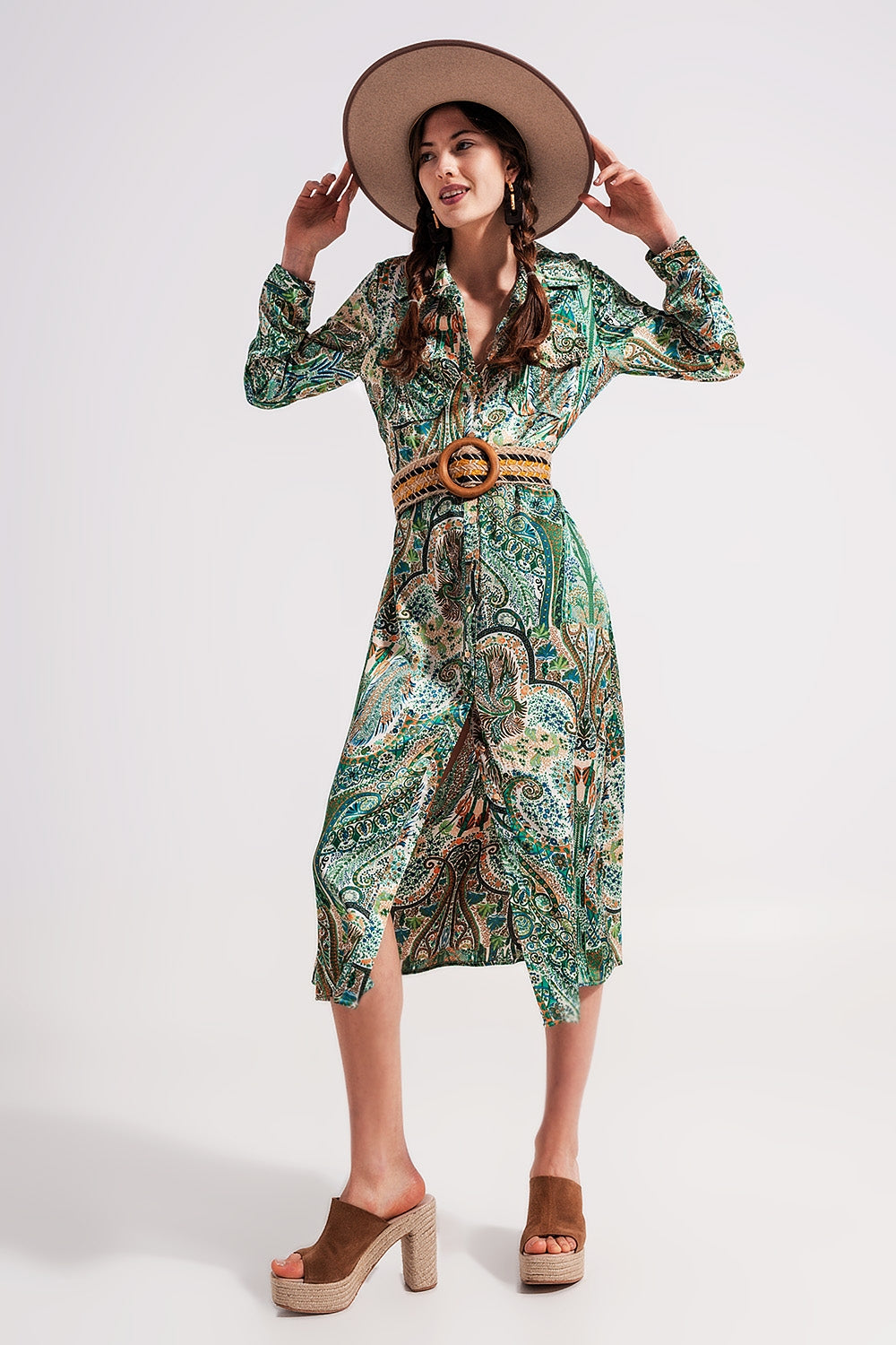Vestido comprido com estampado paisley