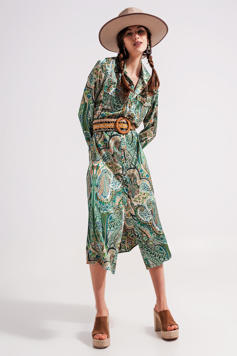 Vestido comprido com estampado paisley