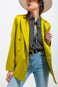 Blazer de cetim de duplo peito verde lima