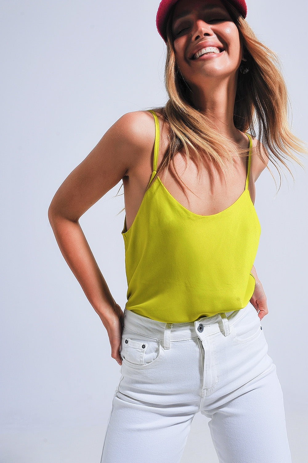 Top de lingerie de cetim verde