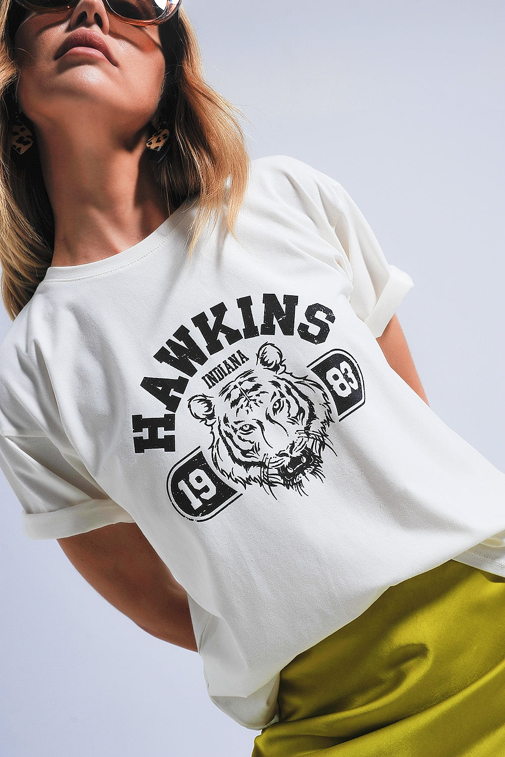 T-shirt de manga curta com estampa de tigre Hawkins