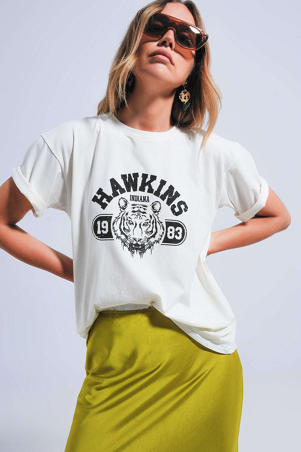 T-shirt de manga curta com estampa de tigre Hawkins