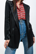 Blazer de cetim preto