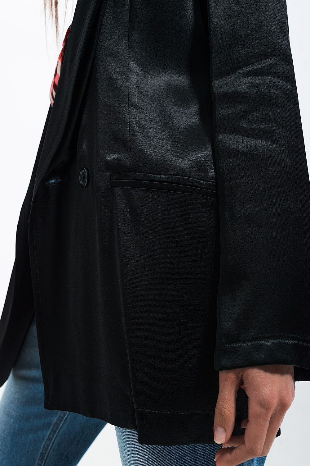 Blazer de cetim preto